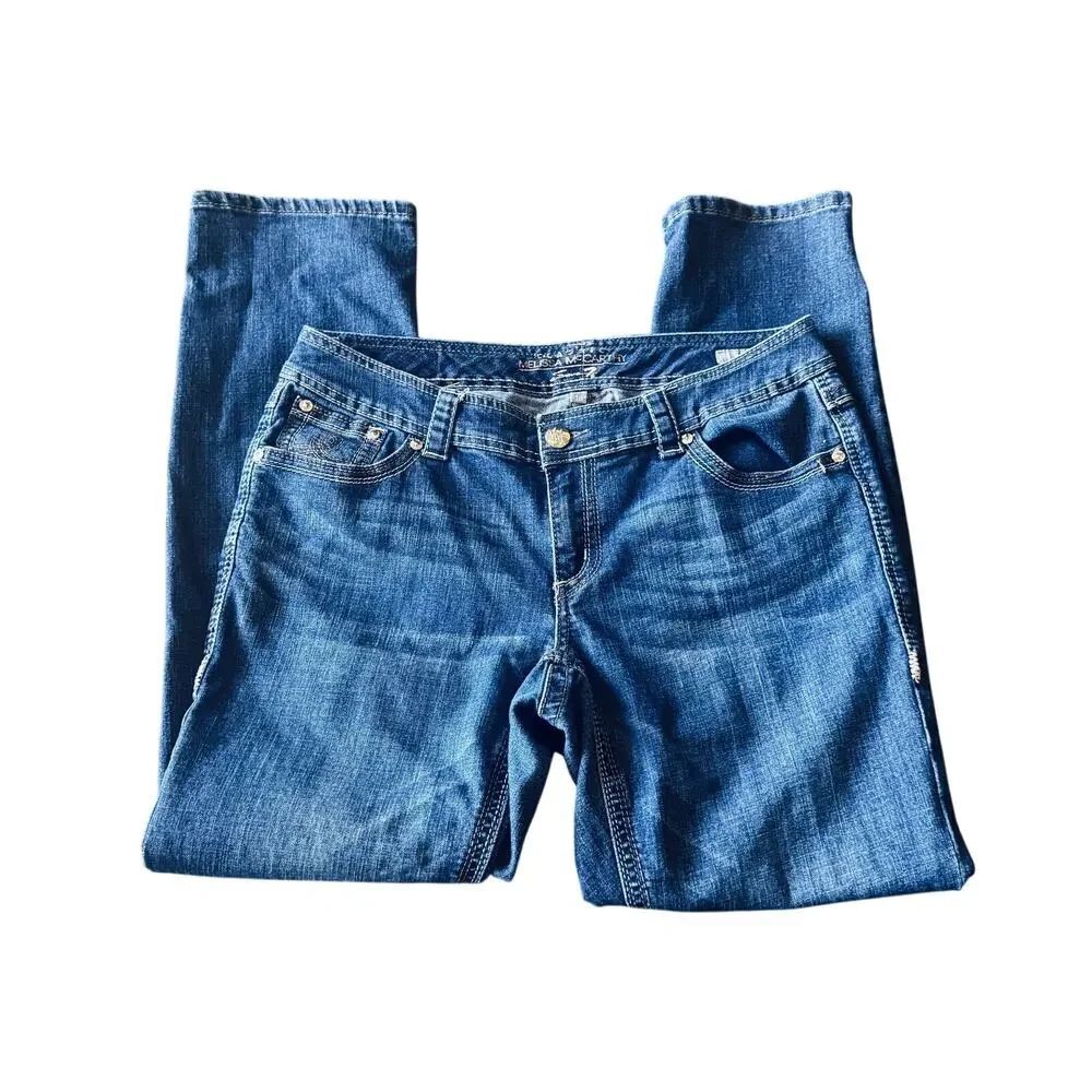 Melissa McCarthy Seven7 Classic Straight Leg Size 16 Medium Wash Stretch Denim